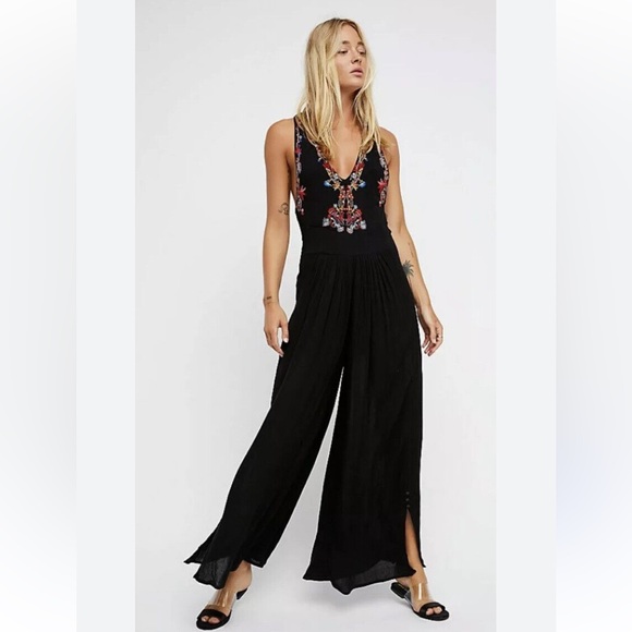 Free People Pants - Free People Amalfi One Piece Wide Leg Embroidered Jumpsuit